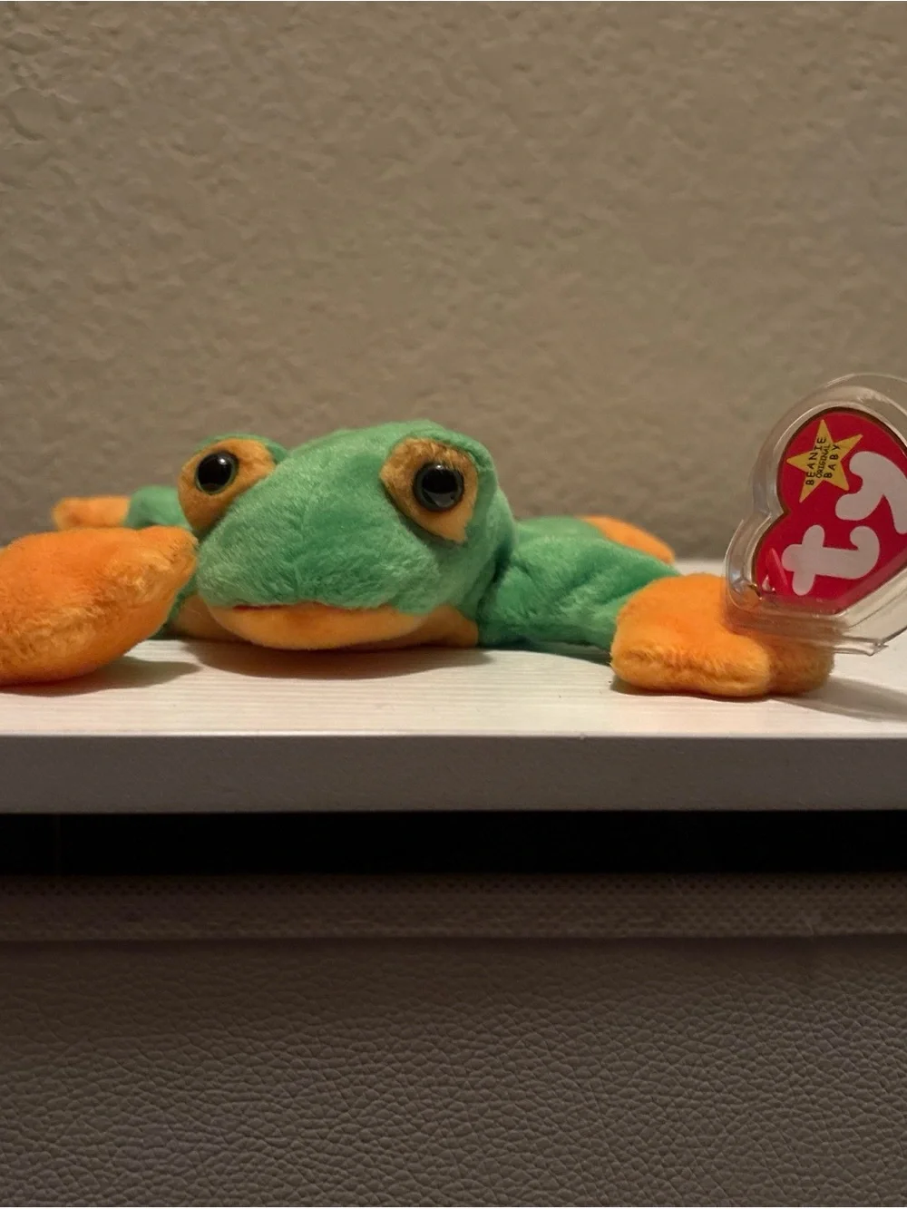 Ty Green and Orange Frog Plush Beanie